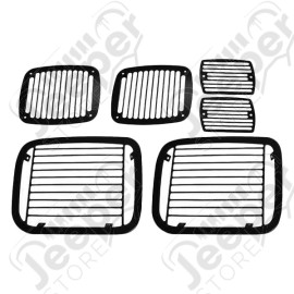 Grilles de protection de feu avant et arrière noir, Jeep Wrangler YJ