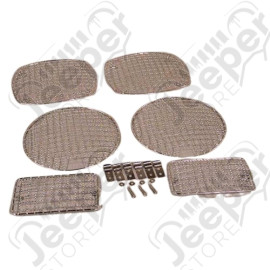 Kit grilles de protection de feux avant et arrière en acier / inox - Jeep Wrangler TJ - SH7431 / RT26047