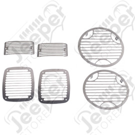 Kit de grilles de protection de feux avant et arrière en acier chromé (kit de 6) Jeep Wrangler TJ