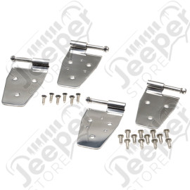 Kit de ferrures de porte, acier inox, 4 éléments, TJ, 