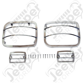 Kit de 4 grilles de protection de feux avant en acier inox pour Jeep Wrangler YJ - 11142.03