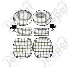 Kit de grilles de protection de feux avant et arrière en acier noir (kit de 6) Jeep Wrangler TJ