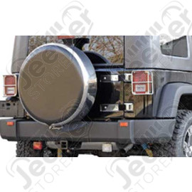 Housse de roue de secours avec cerclage acier / inox et centre en plastique (produit universel) pour roue de 32"x10"