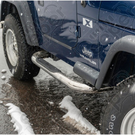 Marchepieds (diamètre : 75 mm) acier inox avec plateau anti-dérapant - Jeep Wrangler YJ - 8625S