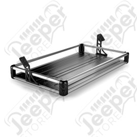 JK 4dr: Wasatch Rear Cargo Rack – Silver Rails