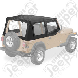 Bâche soft-top de rechange sans support avec fenêtres amovibles pour demi-portes - Couleur : Black Crush - Wrangler YJ