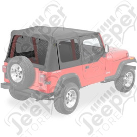 Bâche de rechange avec haut de fenêtre carré, couleur: Charcoal, Wrangler YJ