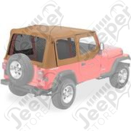 Bâche de rechange avec haut de fenêtre carré, couleur: Marron / Spice pour Jeep Wrangler YJ