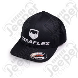 TeraFlex FlexFit Curved Visor Hat – Black/Silver – Small/Medium 