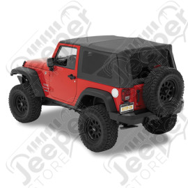 Bâche Supertop avec fenêtres teintées - Couleur : Black Twill - Jeep Wrangler JK (2 portes)