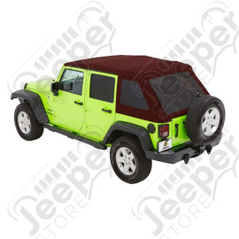 Bache Trektop Glide - Couleur : Crushed Red Pepper (Rouge foncé) - Tissu : Twill - Jeep Wrangler JK Unlimited (4 portes)