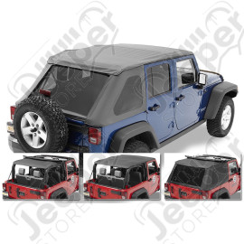Bâche Trektop - Couleur : Black - Tissu : Twill (triple épaisseur) - Jeep Wrangler JK Unlimited (4 portes) 