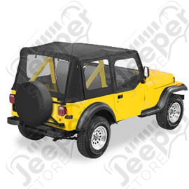 Bâche soft-top de rechange sans support avec fenêtres amovibles pour demi-portes - Couleur : Black Crush - Wrangler YJ