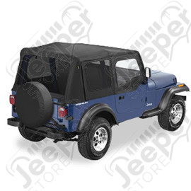 Bâche de rechange avec haut de fenêtre carré, (fenêtre arrière eintées) couleur: noir / black pour Jeep Wrangler YJ (sans aucune armature) 51123-15 / RT10015T