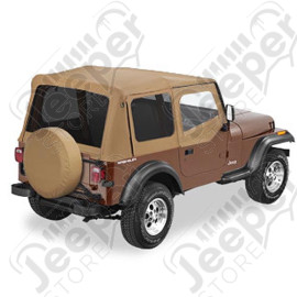 Bâche de rechange avec haut de fenêtre carré, couleur: Marron / Spice pour Jeep Wrangler YJ