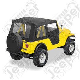 Bâche Supertop soft-top avec portes soft-top en deux parties séparables Couleurs: Black Denim Jeep CJ3 et CJ5