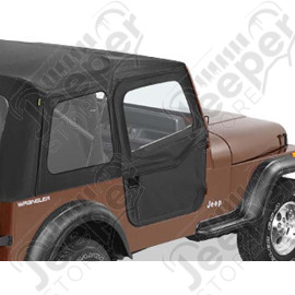 Kit de 2 demi portes en toile en deux parties séparables, Couleur: Black Denim pour Jeep CJ7 et Wrangler YJ