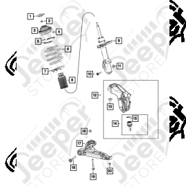 Triangle avant inférieur gauche pour Jeep Cherokee KL - 68439687AA / 68288579AE, 68288579AF