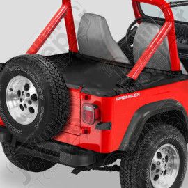Couverture de plateau de chargement "Duster" (vendu avec armature) Couleur: Black Denim, Jeep CJ7 et Wrangler YJ (sans pouvoir garder l'armature de la bâche dessous)
