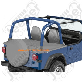 Couverture de plateau de chargement "Duster" (vendu sans armature) Couleur: Charcoal (gris), Jeep Wrangler YJ (permet de garder les fixations de bâche d'origine sous le duster)