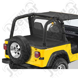 Couverture de plateau de chargement "Duster" (vendu sans armature) Couleur: Black Denim, Jeep Wrangler YJ (permet de garder les fixations de bâche Bestop sous le duster)
