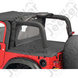 Couverture de plateau de chargement "Duster" (pour support de bâche soft-top d'origine) Couleurs: Black Diamond, Jeep Wrangler TJ (permet de garder les fixations de bâche d'origine sous le duster)