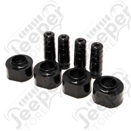 Kit rehausse de 4 cales en polyuréthane +45mm avec 2 butées rallongées pour l'avant Jeep Wrangler TJ et Grand Cherokee ZJ, ZG