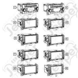 Autoradio multimédia (n° 6 sur photo) Jeep Grand Cherokee WL / WK2 - 5091332AE / 5091180AB / 5091332AC / 5091332AF / 5064887AA / 5064887AB / 5064887 / 5091180 / 5091332