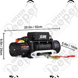 Treuil 4x4 de marque "FLJ Offroad" charge 13.500lbs (6123kg) avec corde synthétic, 1 télécommande filaire et 1 télécommande sans fils (vendu complet)