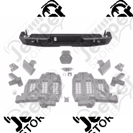 Pare chocs arrière en acier avec porte roue de secours et accessoires en supplément possible de la marque RealTruck pour Jeep Gladiator JT - 11540.38 - 1154038 / 11540-38 / OM11540.38