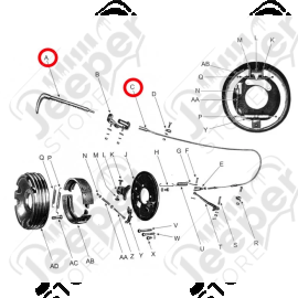 Câble de frein à main complet Jeep Willys GPW, M201, CJ2, CJ3A, CJ3B 