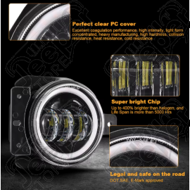 Kit de 2 Antibrouillards LED Avant avec Halo Ring Angel Eyes pour Jeep Gladiator JT
