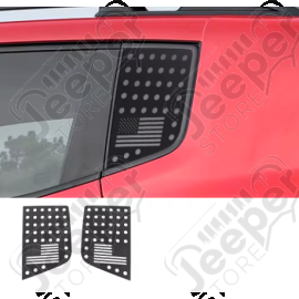 Kit de 2 protections en alliage pour vitres arrière "Drapeau USA" couleur noir pour Jeep Renegade BU, BV