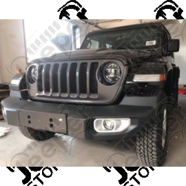 Kit de 4 élargisseurs d'aile avant et arrière avec 4 intérieurs d'ailes et clignotants avant pour Jeep Wrangler JL