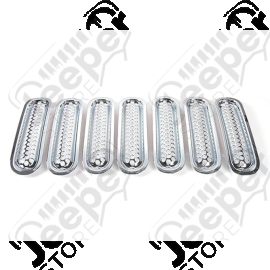 Kit de 7 inserts de calandre couleur chromé pour Jeep Wrangler JK