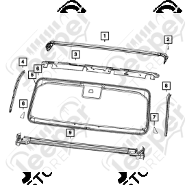 Joint gauche de coté de baie de pare brise Jeep Wrangler JL - 0804.32 / 68453377AA / 68463377