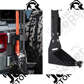 Fixation de cric sur charnières de coffre pour cric type Hi-Lift FLJ Offroad "IronJack" pour Jeep Wrangler YJ, TJ, JK, JL