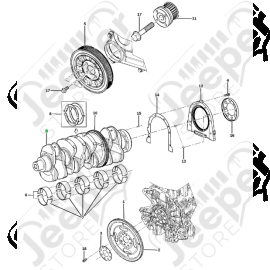 Vilebrequin moteur 2.8L CRD (177 chevaux) - Jeep Wrangler JK - 68027448AA / 68158311AA / 68211059AA