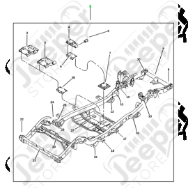 Châssis nu moteur 2.4L essence - Jeep Wrangler TJ - 52059651 / 52059651AD / 52059651AB / 52059651AC