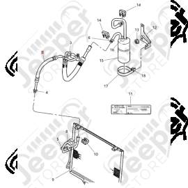 Tuyau de clim compresseur / condenseur pour 4.0L Jeep Wrangler TJ - 55037437AB