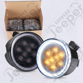 Kit de 2 feux clignotants à LED avec Halo dans la calandre pour Jeep Wrangler JK 