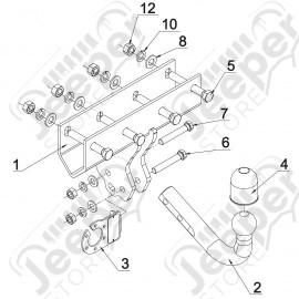 Crochet d'attelage avec faisceaux électrique 7 broches pour Jeep Commander XH, XK (sauf SRT8)