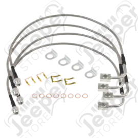 4 durites de frein aviation renforcées avant et arrière (réhausse 4" à 6") - Jeep Wrangler JK - RC89707 / RC89708 / 0359.22 / RT31049