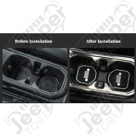 Kit tapis caoutchouc pour rangement tableau de bord avec logo Jeep couleur blanc pour Jeep Wrangler JL