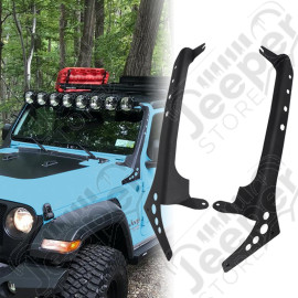 Fixations pour rampe LED 52'' sur baie de pare brise Jeep Wrangler JL