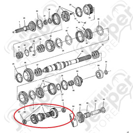 Arbre de renvoi pour boite à vitesses NV2550 Jeep Wrangler TJ et Cherokee Liberty KJ