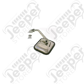 Door Mirror Kit, Left, Head/Arm, Stainless Steel; 55-86 Jeep CJ