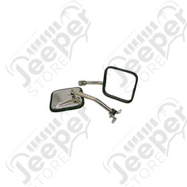 Door Mirror Kit, CJ-Style, Stainless Steel; 87-95 Jeep Wrangler YJ