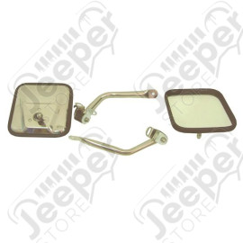 Door Mirror Kit, CJ-Style, Stainless Steel; 97-06 Jeep Wrangler TJ