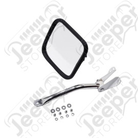 Door Mirror Kit, Left, Head/Arm, Stainless Steel; 55-86 Jeep CJ